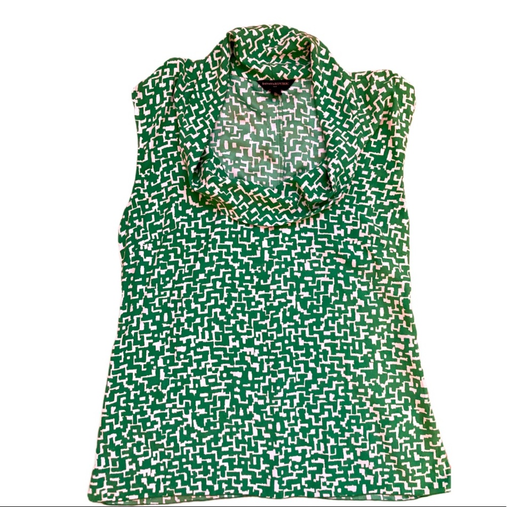 Banana Republic Green Sleeveless Cowl Neck Blouse